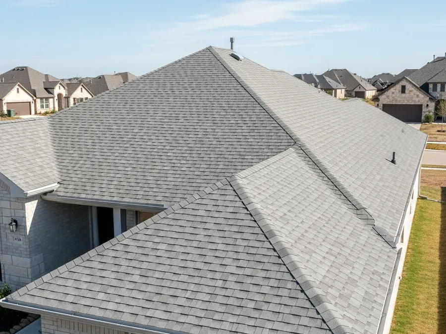 Asphalt shingle roof replacement on a single-story Kyle, TX home