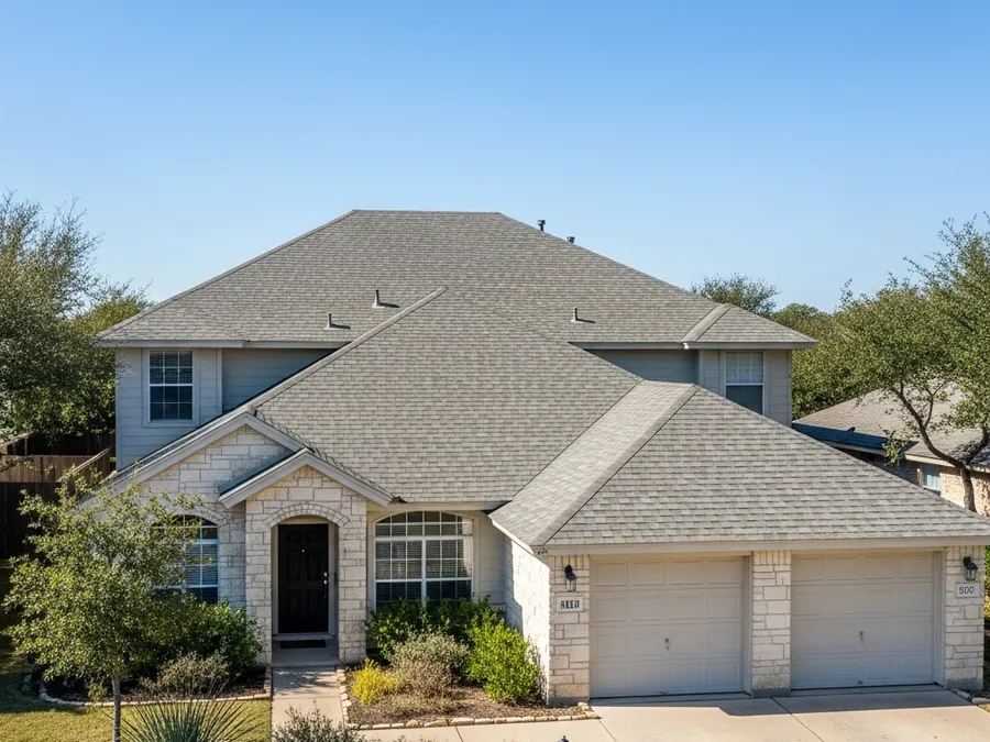 Algae-resistant architectural shingle roof on a San Marcos, TX rental property